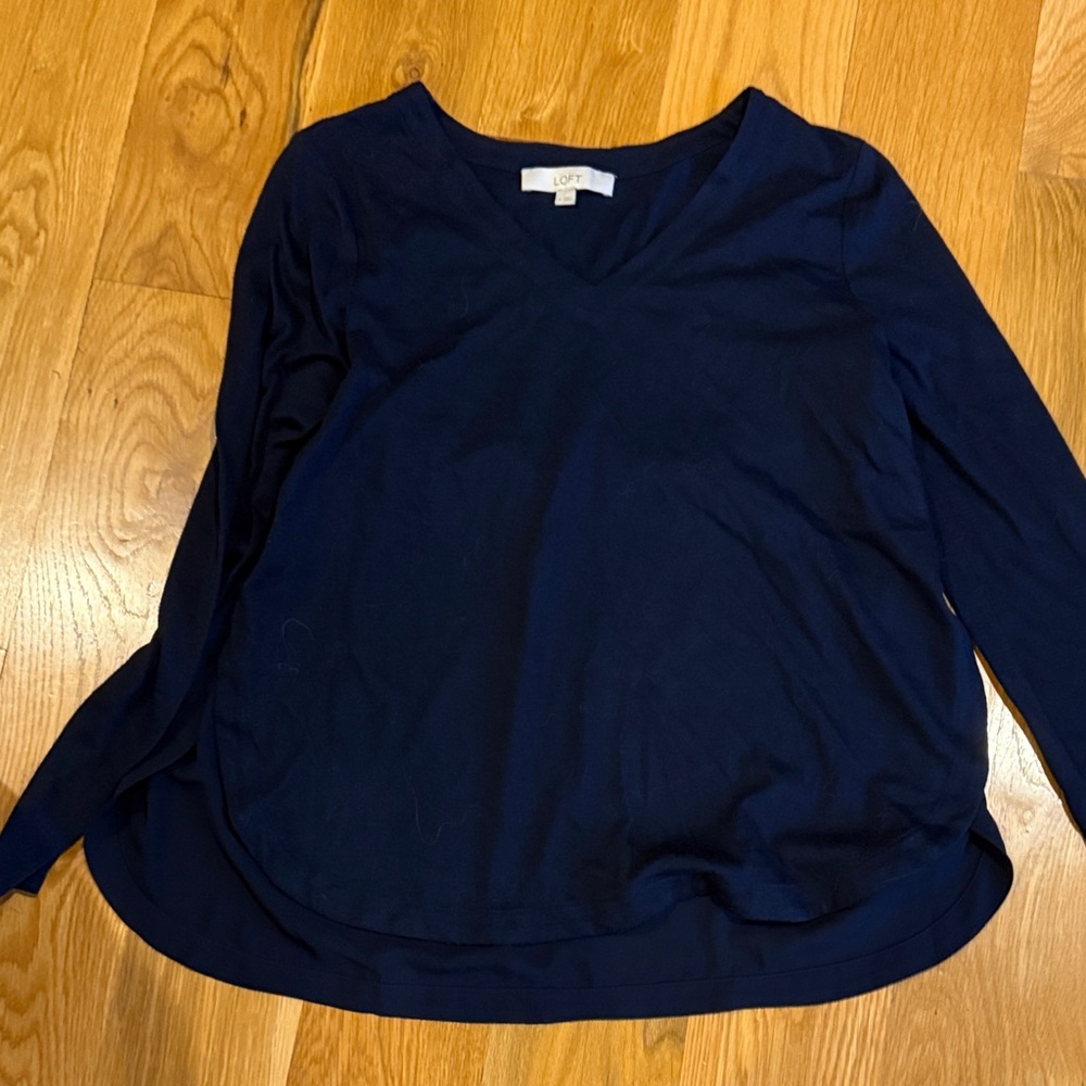 LOFT black mixed media Long Sleeve Top medium